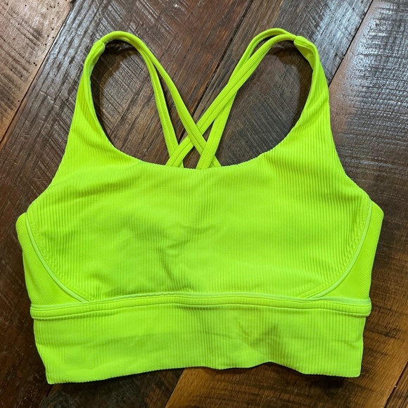 Lululemon Energy Bra Ribbed in Neon Yellow/Green Women’s Size 6 - Picture 2 of 5